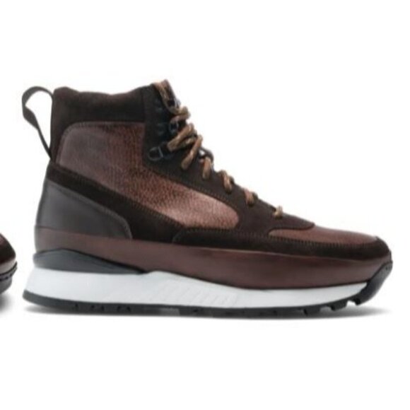 Magnanni Mens Brown Leather Mid Height Lace Up Rubber Sole Bodhi Boots Sz 8 New - Picture 2 of 12